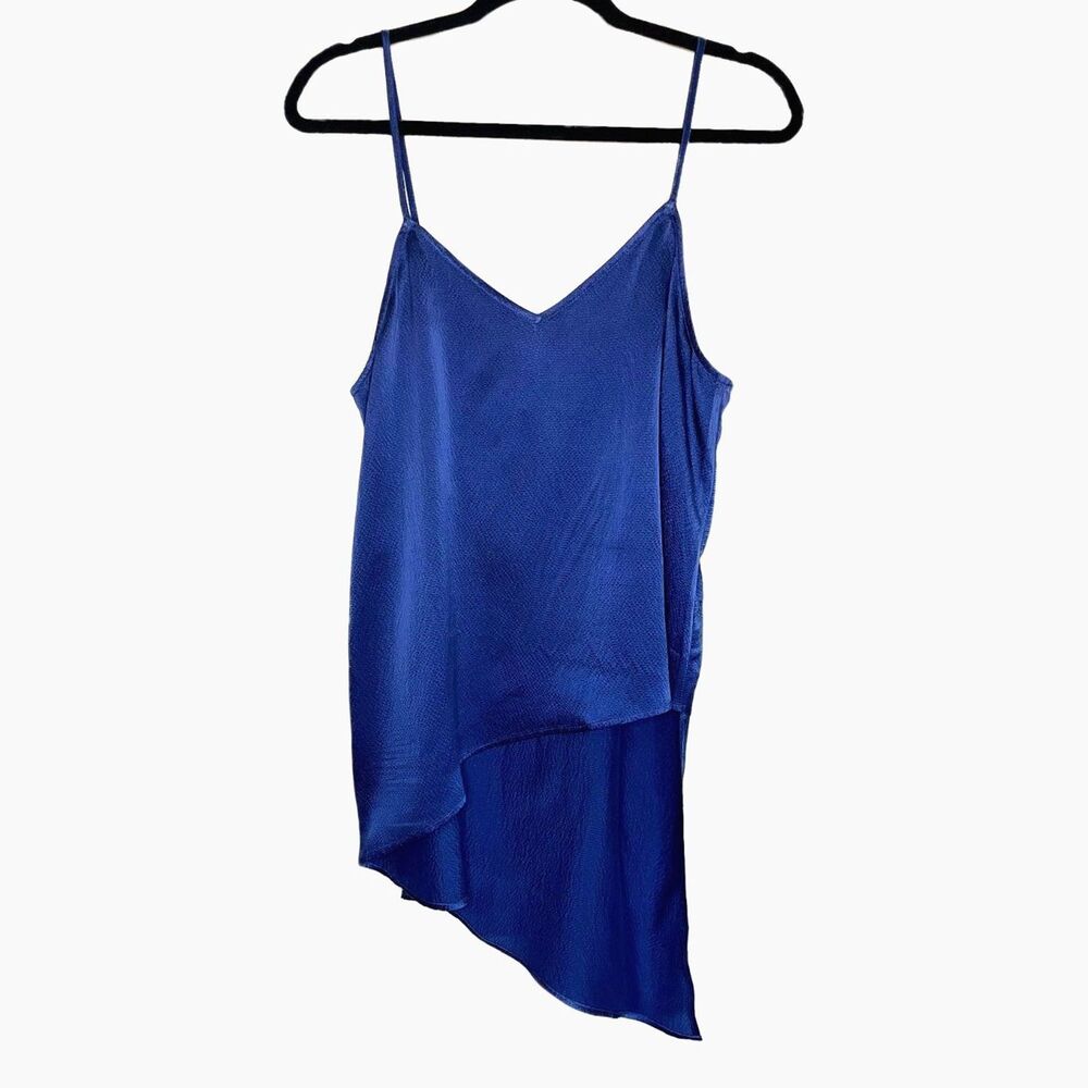 NWT Chelsea Flower Asymmetrical Silk Cami Top Royal Blue Size S